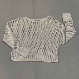 Apt 9 Sweater Womens XXL Silver Metallic Open Knit Batwing Shimmer Party Glam